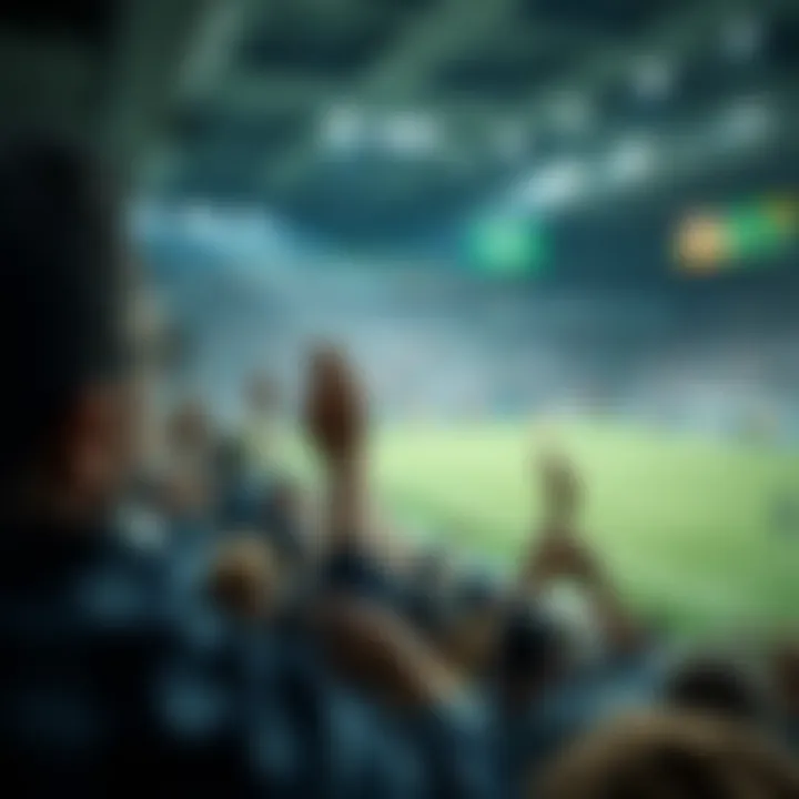 Fans cheering during a football match