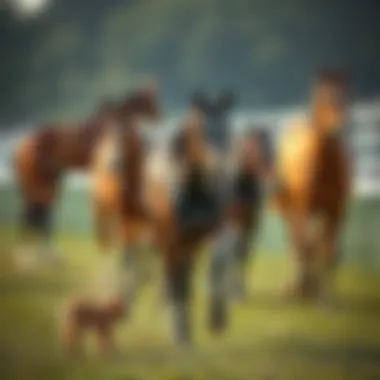 Illustration of various horse breeds in racing