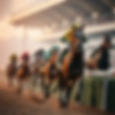 Exciting moment of a horse race in action