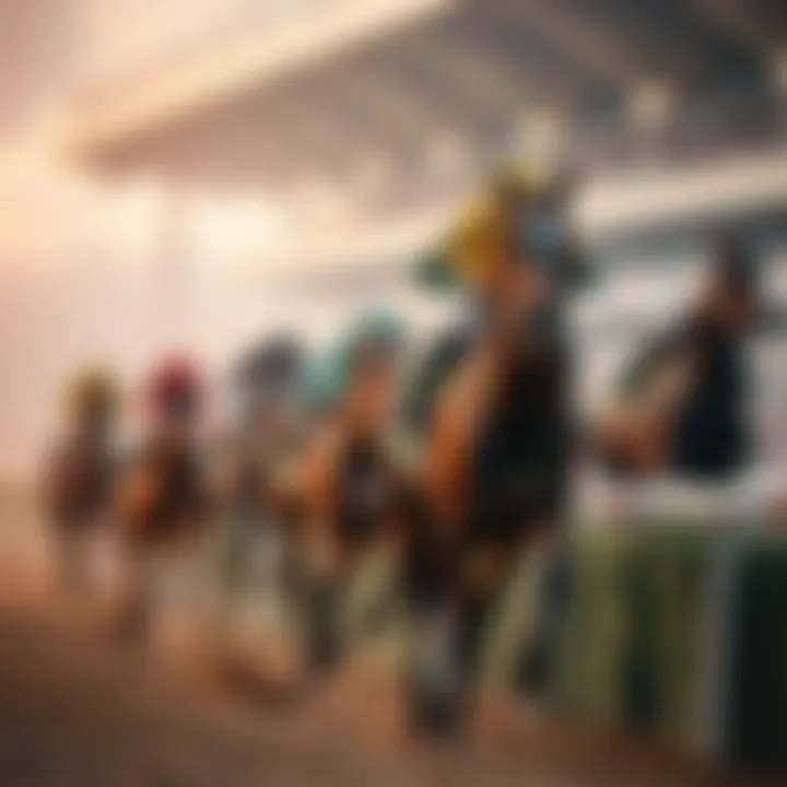 Exciting moment of a horse race in action