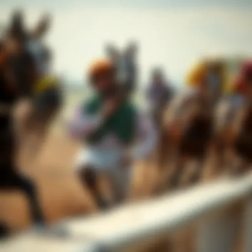 Historical depiction of horse racing traditions