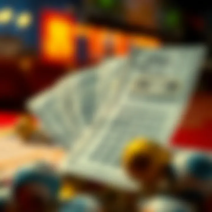 Illustration of lottery tickets and numbers