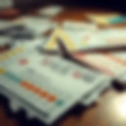 A close-up view of lottery tickets laid out on a table