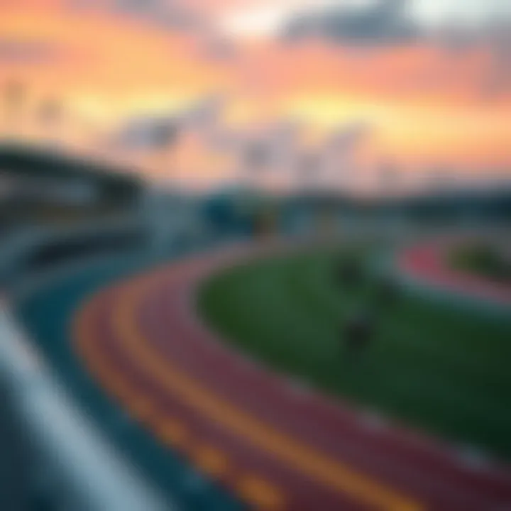 A detailed view of a racetrack, showcasing the layout and design.