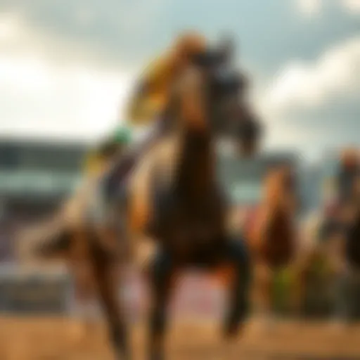 The Thrill of the Race A majestic racehorse in motion, capturing the thrill of a horse race.